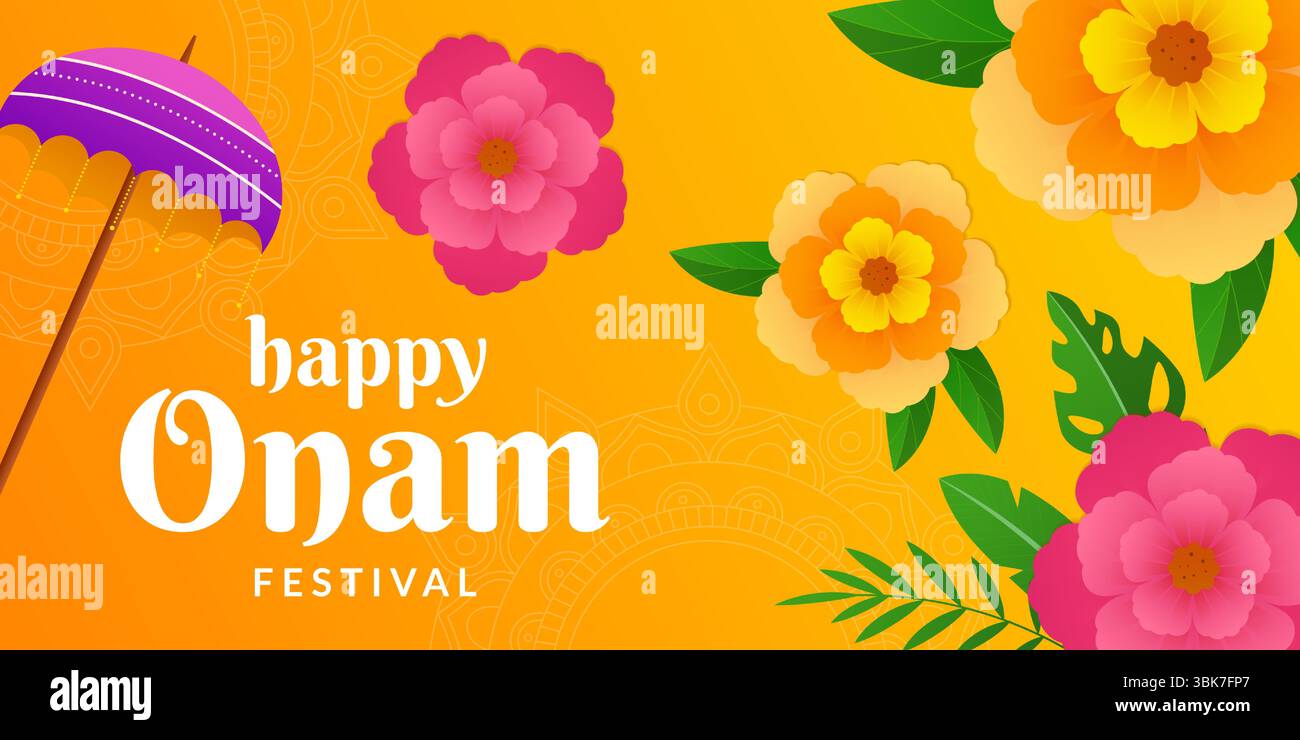 Happy Onam Festival Banner Illustration im Verlaufsstil Stock Vektor