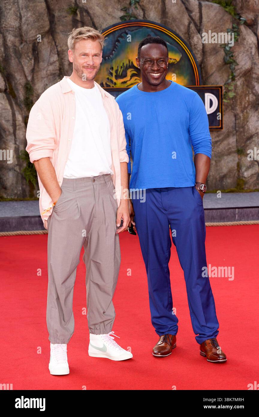 Frederic Heidorn und Jerry Kwarteng bei der Premiere des Kinofilms Jurassic World: Rebirth / Jurassic World: Die Wiedergeburt im Zoo Palast. Berlin, 18.06.2025 *** Frederic Heidorn und Jerry Kwarteng bei der Premiere des Films Jurassic World Rebirth Jurassic World die Wiedergeburt im Zoo Palast Berlin, 18 06 2025 Foto:XT.xBartillax/xFuturexImagex jurassic berlin 5613 Stockfoto