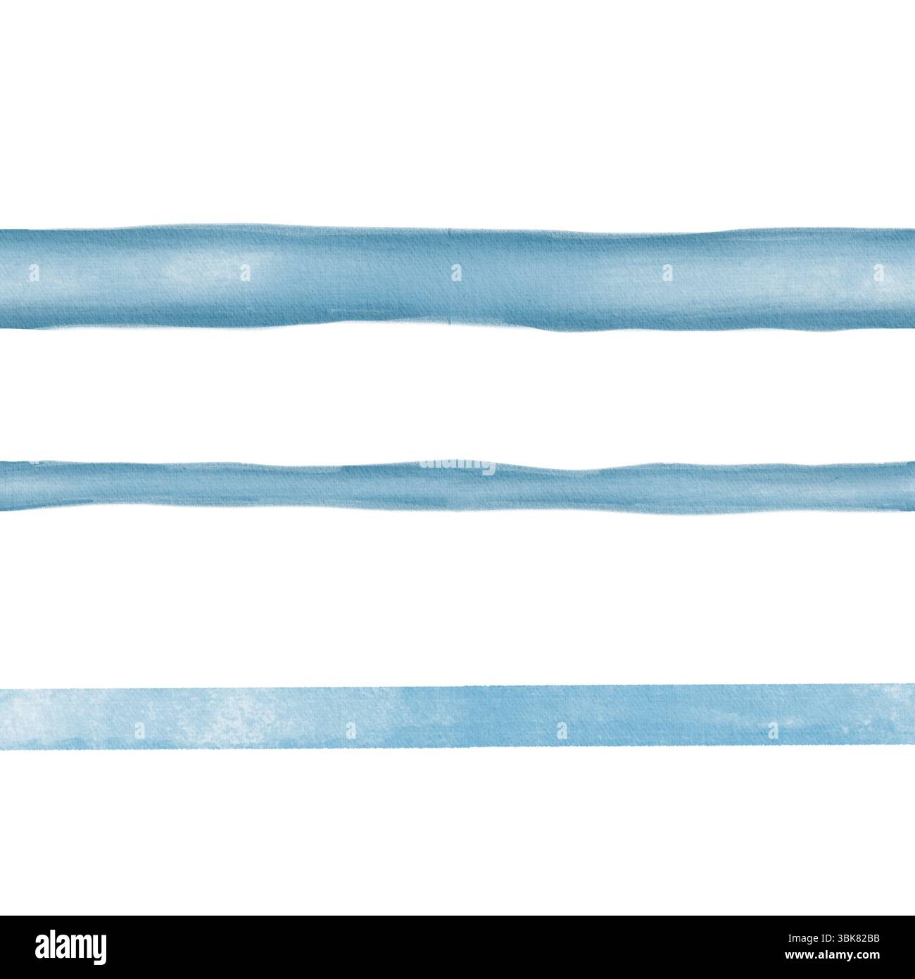 Set aus isolierten blauen Aquarellstreifen auf transparentem Hintergrund, handbemalt mit weichen Kanten und glatter Textur, perfekt für Hintergründe Stockfoto