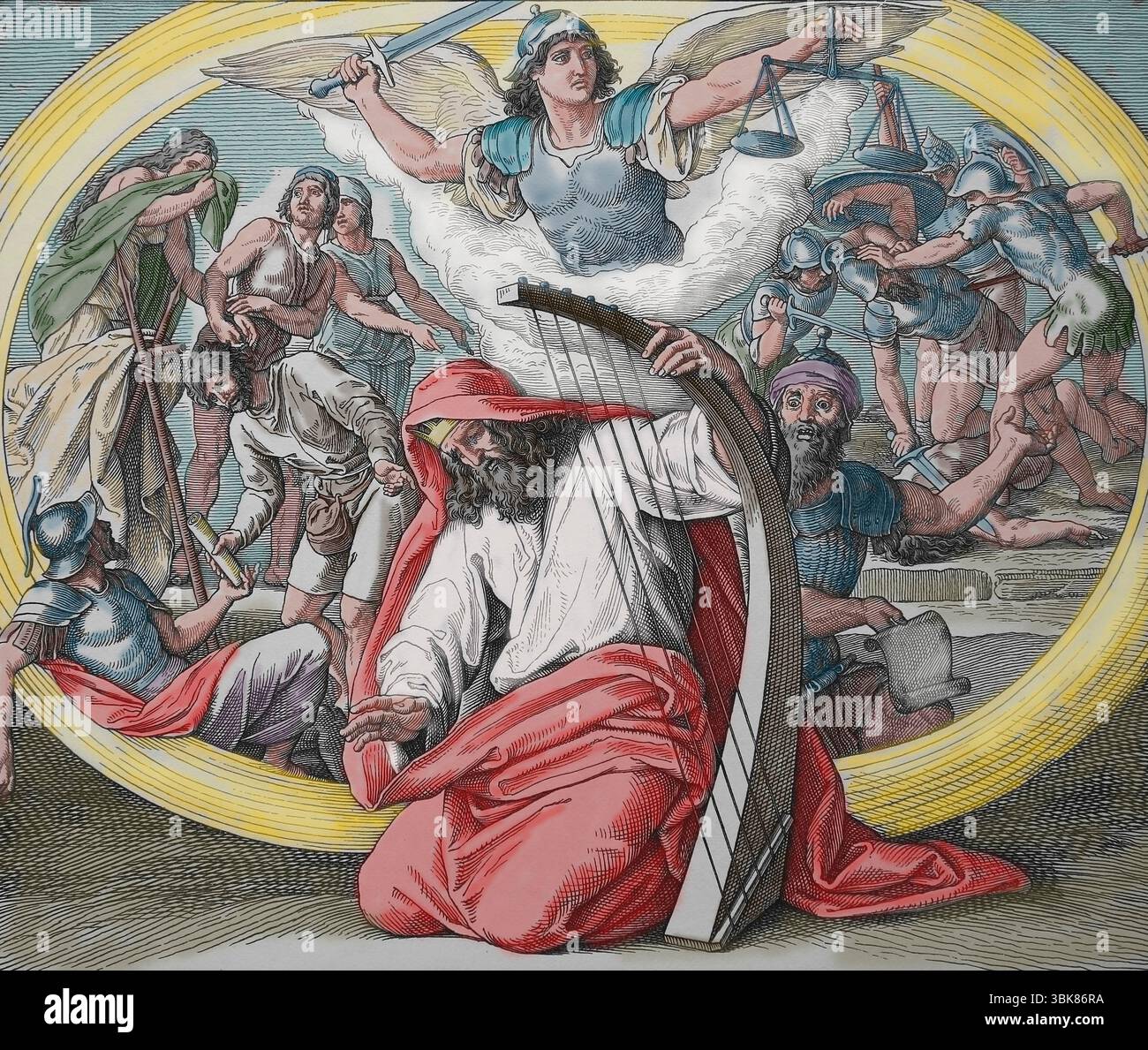 Altes Testament. David, der Psalmist. Reue. Psalm 51. Illustration von J. Schnorr von Carolsfeld. "Die Bilderbibel", 1852-60. Stockfoto