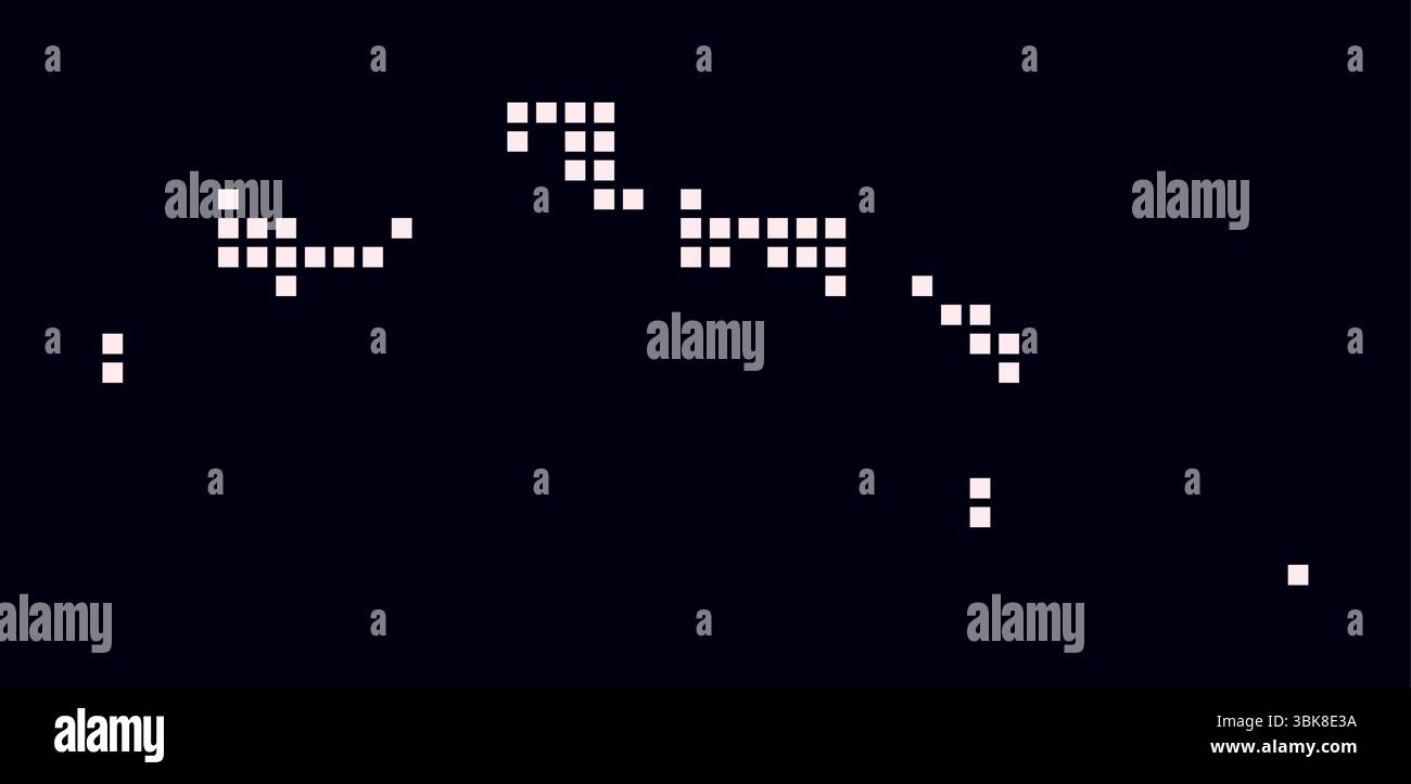 Gepunktete Karte der Turks- und Caicosinseln. Digitale Landkarte des Landes auf dunklem Hintergrund. Turks- und Caicosinseln Formen mit quadratischen Punkten. Stock Vektor
