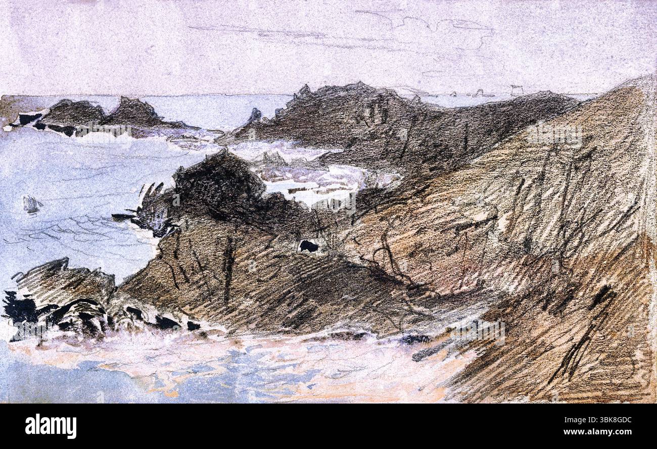 Rocky Coast von John Singer Sargent, um 1875, Early Landscape Painting, amerikanischer Künstler, High-Resolution Public Domain Artwork Stockfoto