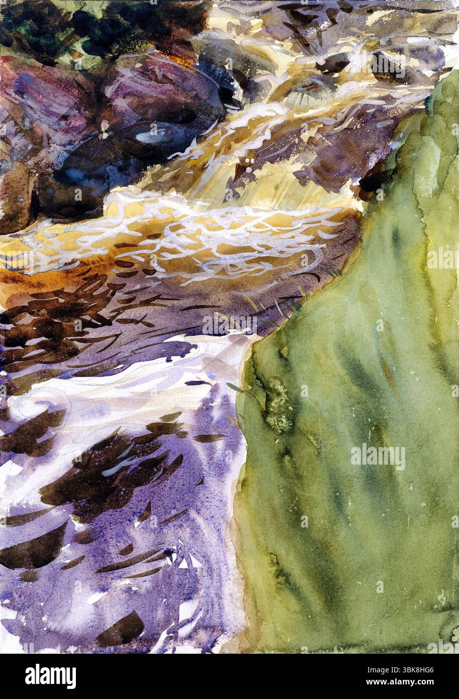 Rushing Water von John Singer Sargent, um 1901–1907, Impressionist Landscape Painting, amerikanischer Künstler, High-Resolution Public Domain Artwork Stockfoto