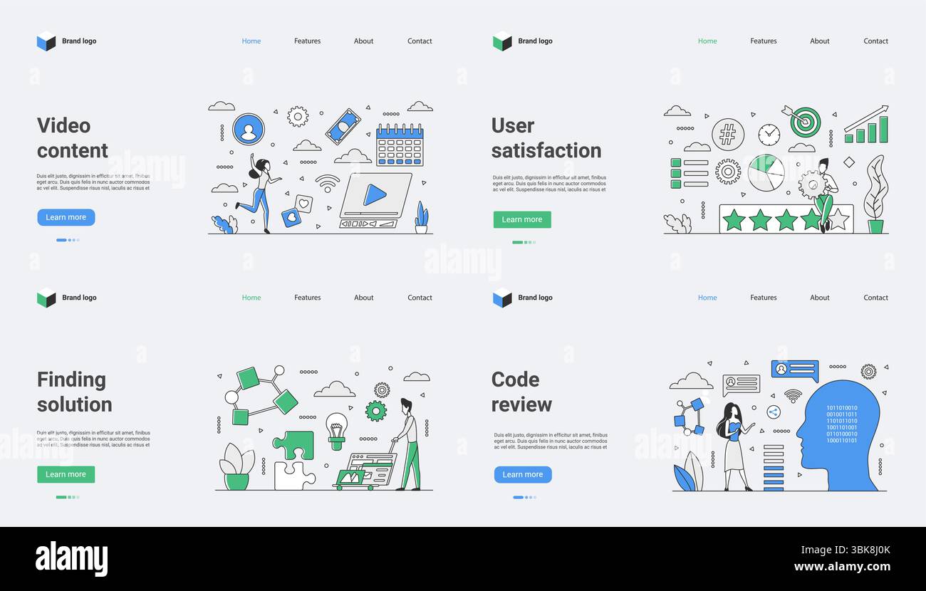 In der sich schnell entwickelnden digitalen Landschaft werden Videoinhalte, Kennzahlen zur Benutzerzufriedenheit, Lösungsfindung, Codeüberprüfung, und digitale Illustrationen für Webanwendungen sind wesentliche Erfolgsfaktoren Stock Vektor