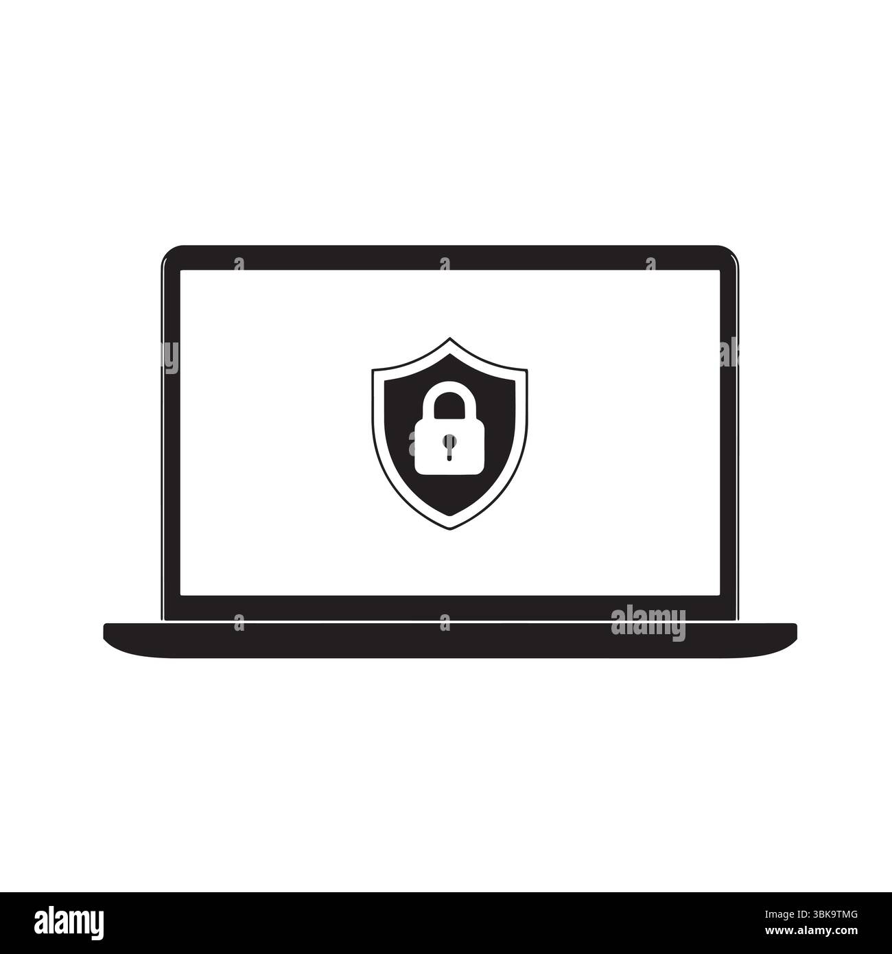 Symbol für Cybersicherheit auf Laptop-Bildschirm Digital Data Protection Concept Stock Vektor