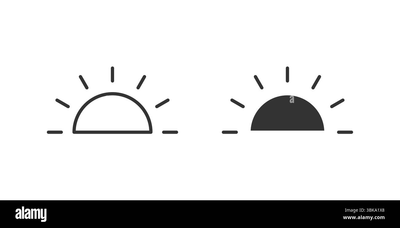 Sonnenstrahl-Symbolgruppe. Ein schwarzes Symbol für Sonnenstrahlen, das Licht oder Wärme repräsentiert. Stock Vektor
