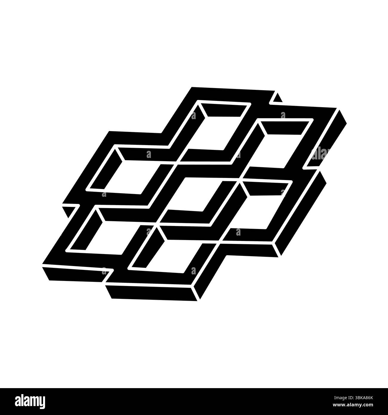 Unmögliche Form des Logos, optisches Illusionsobjekt. Geometrie. Optische Kunstfigur. Stock Vektor
