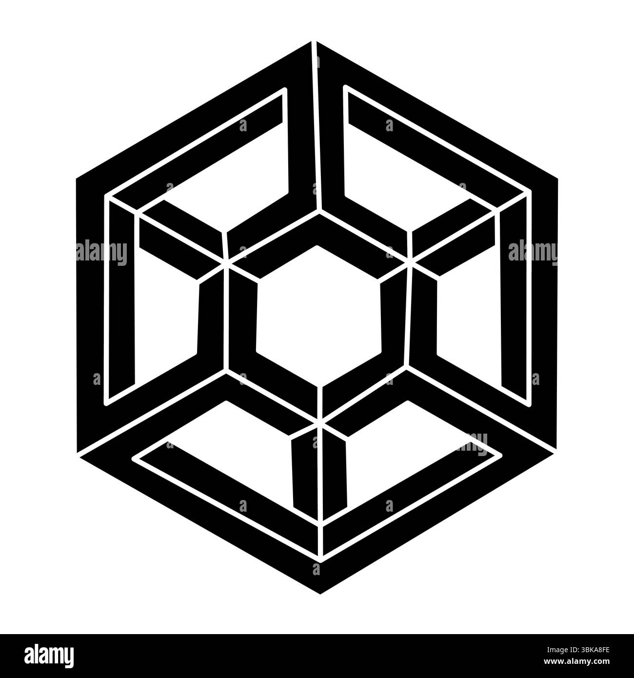 Unmögliche Form. Webdesign-Element. Optisches Illusionsobjekt. Optische Kunst. Geometrische Figur. Stock Vektor