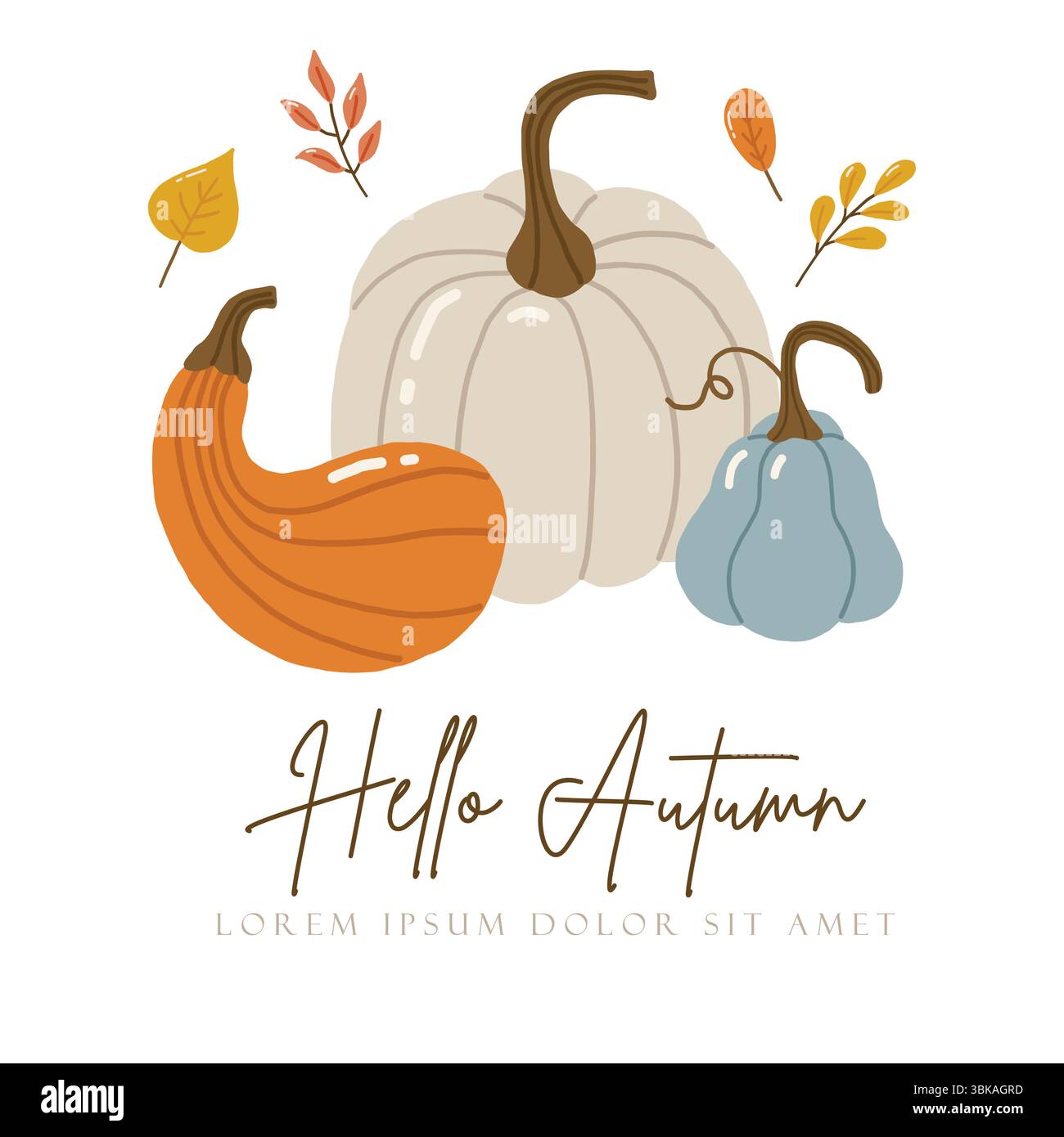 Herbst-Elemente-Doodle-Illustration, Kürbiskollektion, Herbst-gemütliches Set Stock Vektor