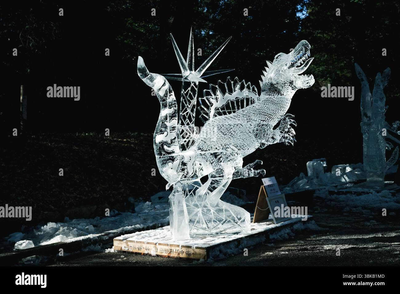 Die majestätische Dracheneiskulptur steht stolz auf den Yoyogi Park Competition Stockfoto