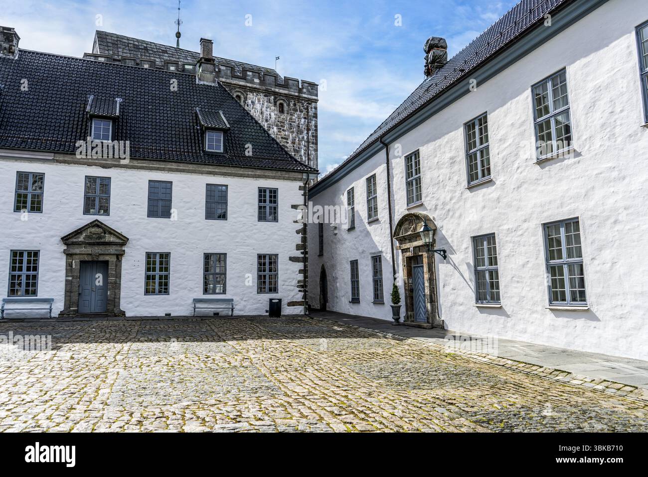 Das Innere der berühmten mittelalterlichen Burg Bergenhus in Bergen, Norwegen, Europa Stockfoto