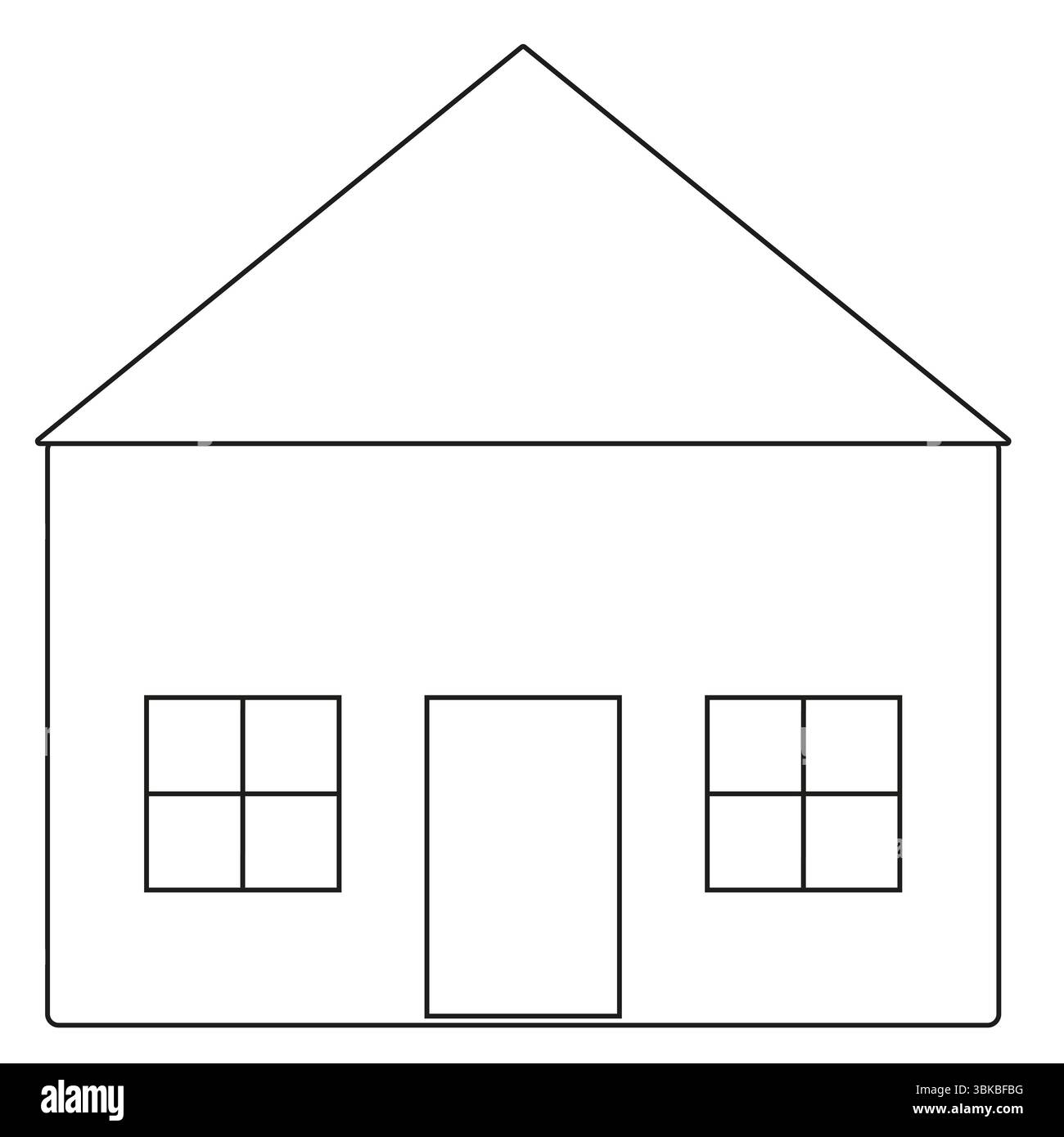 Einfaches Haussymbol. Vektor der Ausgangsform. Umrisse des Türfensters. Dachdreieckform. Stock Vektor