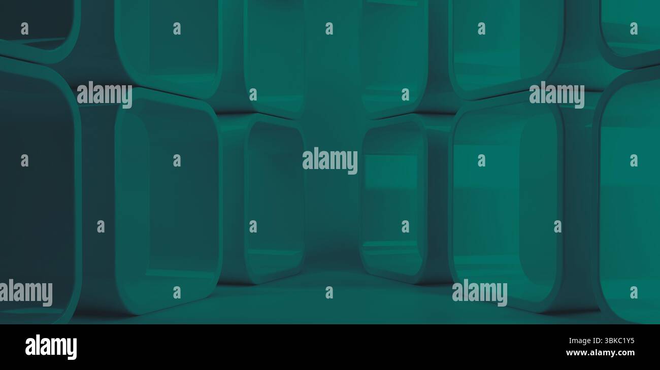 Türkisfarbene geometrische Form Stockfoto