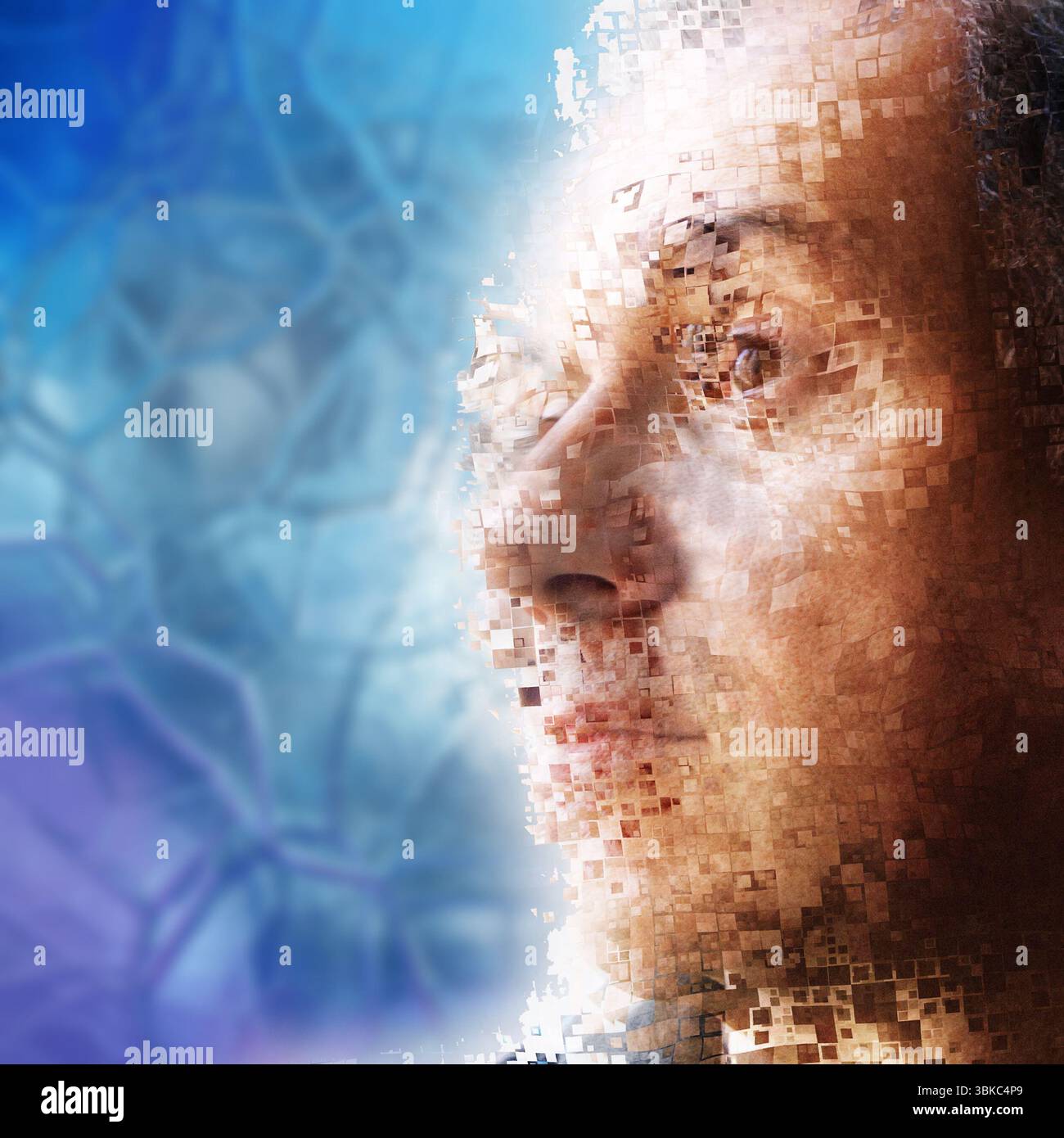 Mann defragmentiert, Psyche und psychologische Probleme Konzept Stockfoto