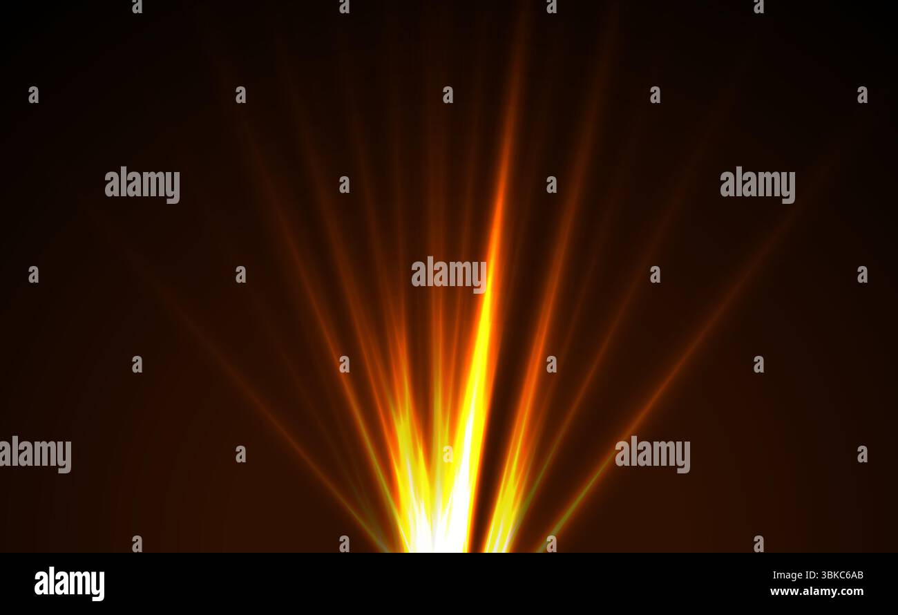 Orange glänzende Strahlen abstrakter leuchtender Hintergrund. Futuristisches Vektordesign Stock Vektor