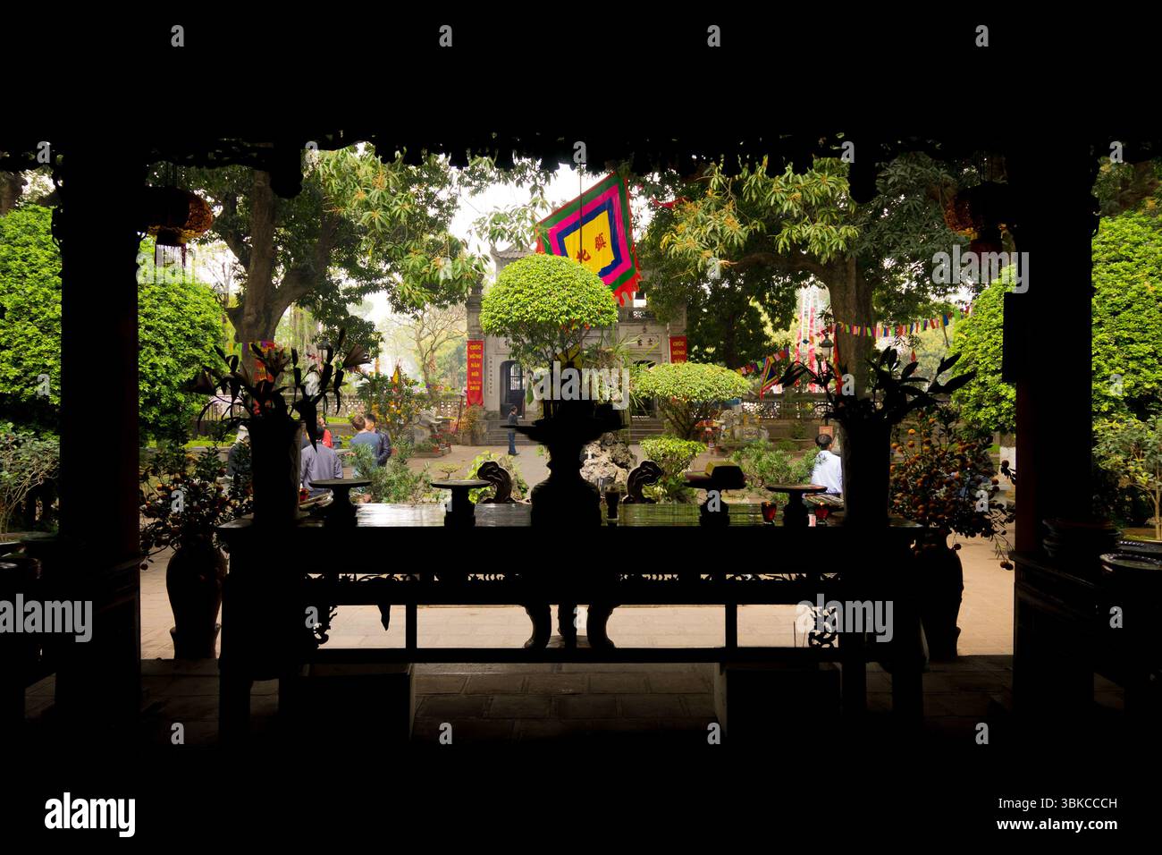 Grün und Bäume im Tempel der Literatur, Hanoi Stockfoto