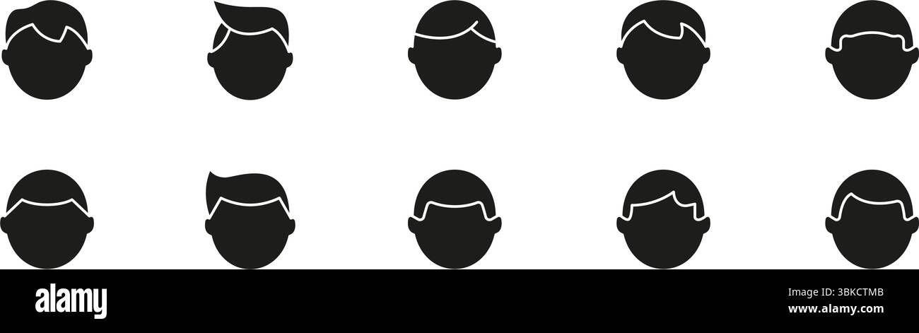 Haarschnitte Für Herren Silhouette-Symbol-Set. Verschiedene Herrenfrisuren Und Styles Silhouette Symbol Kollektion. Konzepte Für Haarmode Und Haarpflege. Isolierter Vektor Stock Vektor