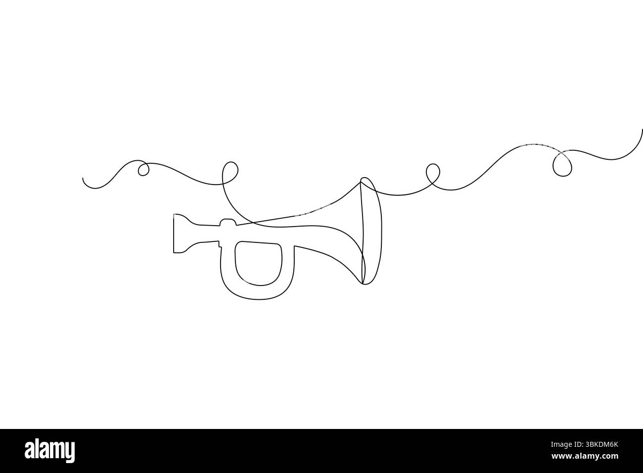 Trumpetensymbol durchgehende einzeilige Zeichnung Umrissvektor-Illustration Stock Vektor