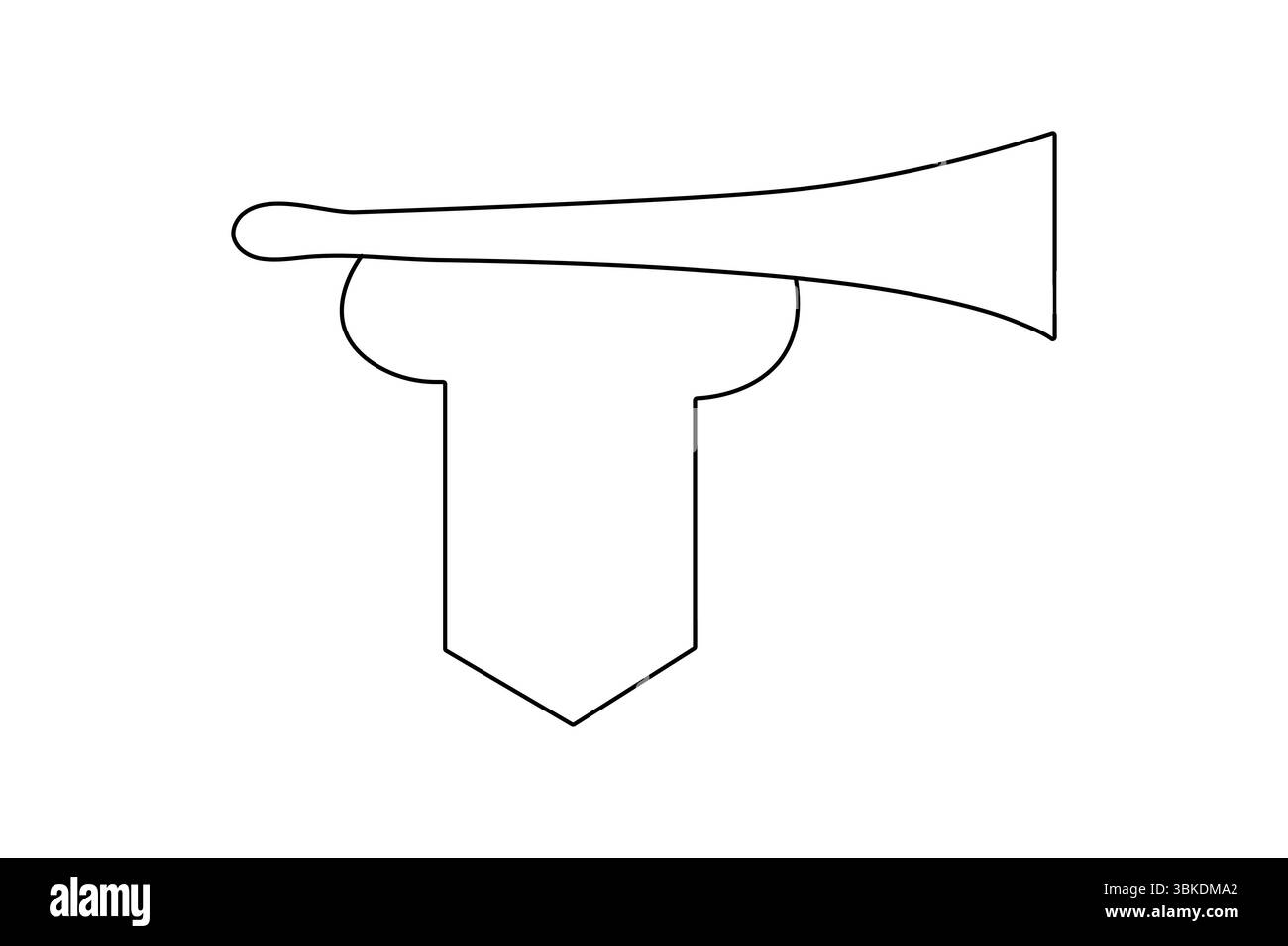 Trumpetensymbol durchgehende einzeilige Zeichnung Umrissvektor-Illustration Stock Vektor