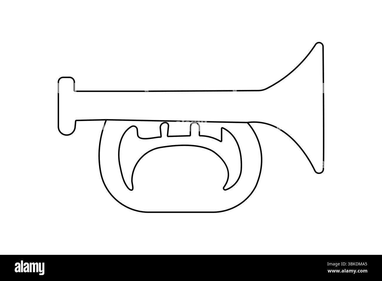 Trumpetensymbol durchgehende einzeilige Zeichnung Umrissvektor-Illustration Stock Vektor
