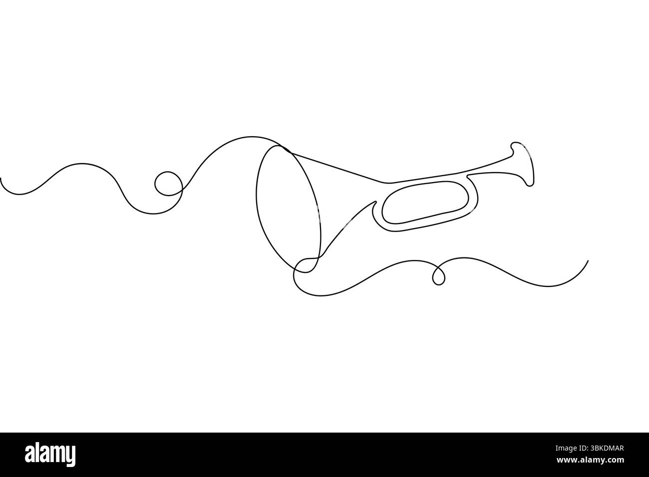 Trumpetensymbol durchgehende einzeilige Zeichnung Umrissvektor-Illustration Stock Vektor