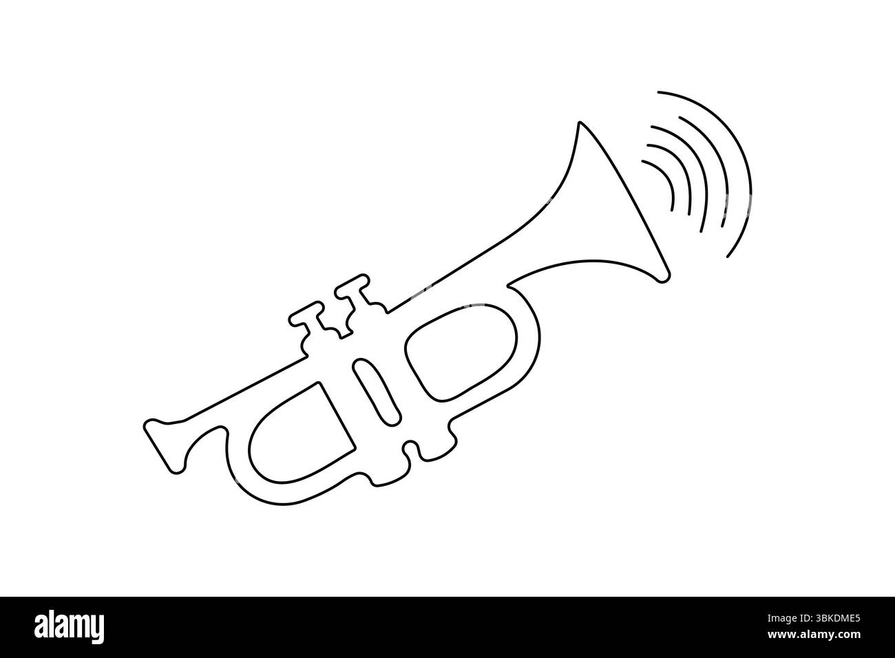 Trumpetensymbol durchgehende einzeilige Zeichnung Umrissvektor-Illustration Stock Vektor