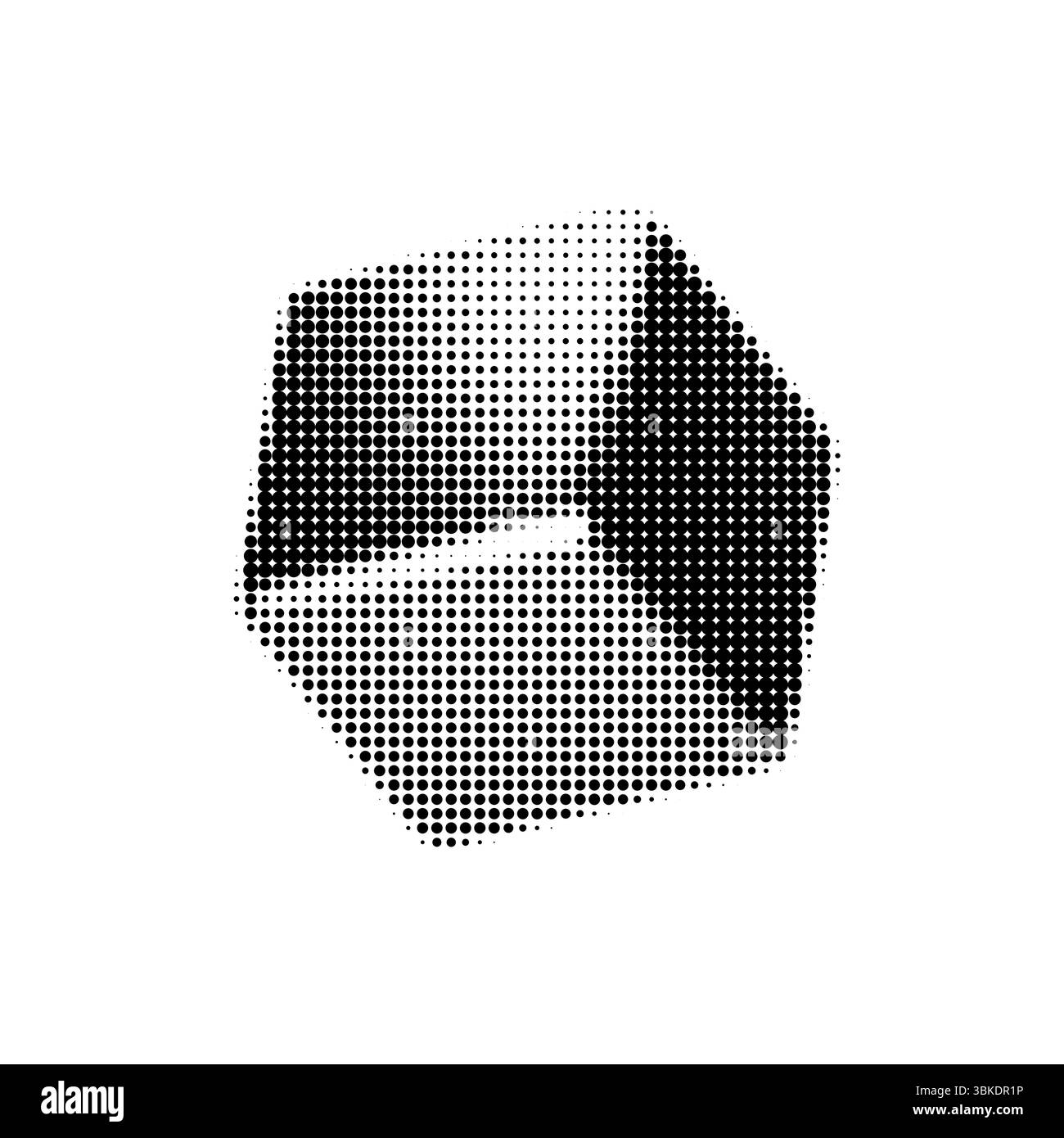 Halbtonwürfel-Vektorillustration mit optischem Illusionseffekt. Perfekt für abstrakte Designs, moderne Grafiken und Retro-inspirierte Projekte. Hoch Stock Vektor