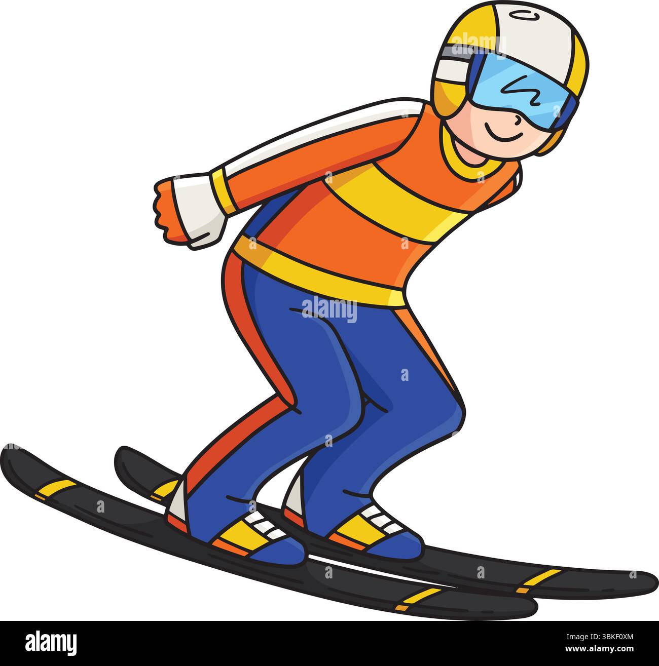 Männlicher Skipullover, der den Ramp Clipart hinunterrutscht Stock Vektor