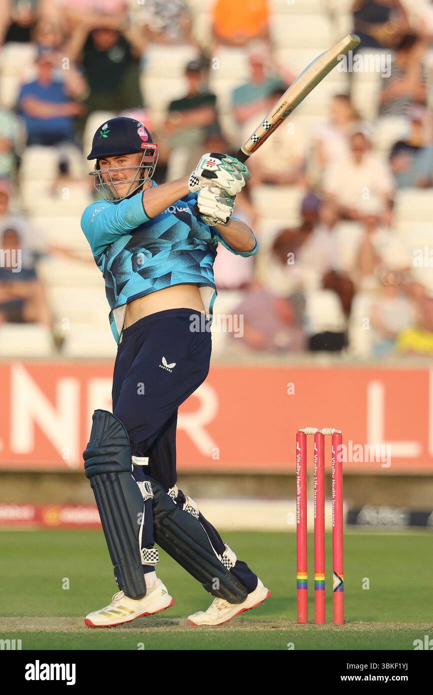 James Wharton aus Yorkshire in Batting-Action während des Vitality T20 Blast-Spiels zwischen Durham und Yorkshire im Banks Homes Riverside, Chester le Street am Freitag, den 20. Juni 2025. (Foto: Robert Smith | MI News) Credit: MI News & Sport /Alamy Live News Stockfoto