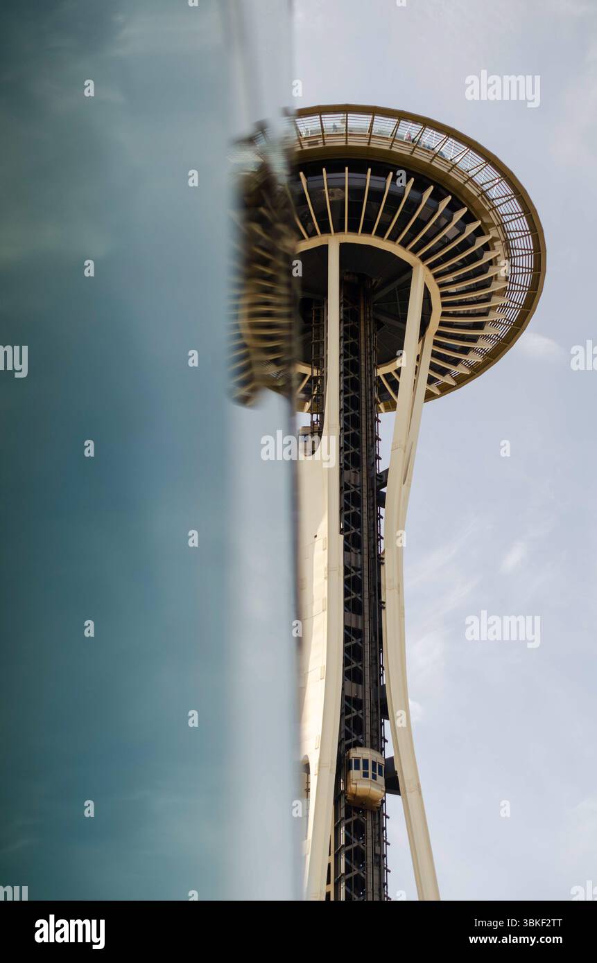 Verschiedene Perspektiven der Seattle Space Needle Stockfoto