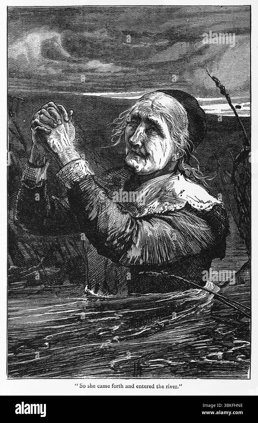 Holzschnitt einer Szene aus John Bunyans Buch The Pilgrim's Progress Stockfoto