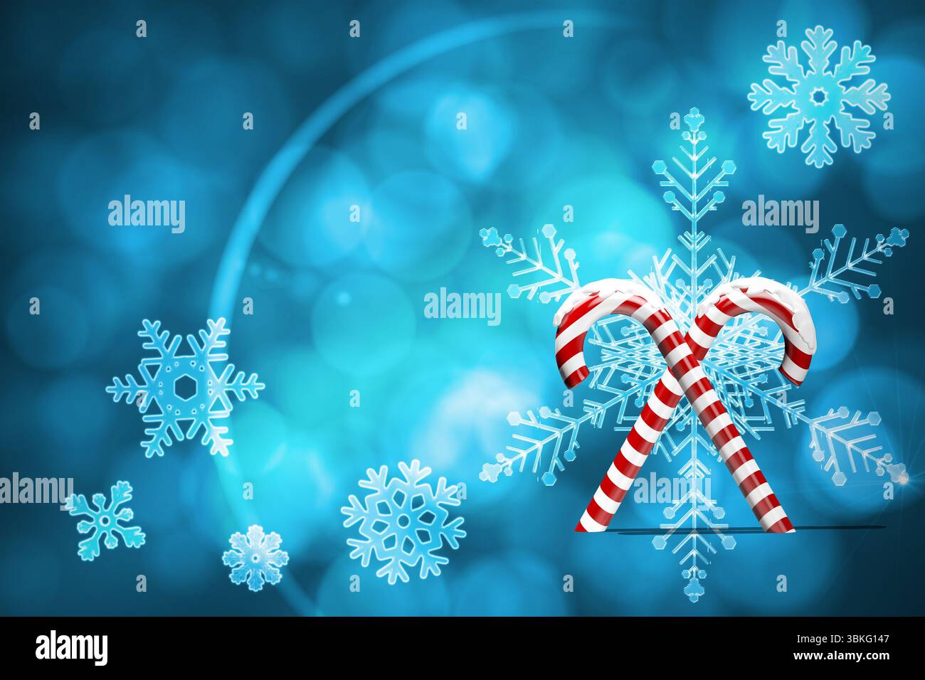 Weihnachtsbonbons auf Blau Stockfoto