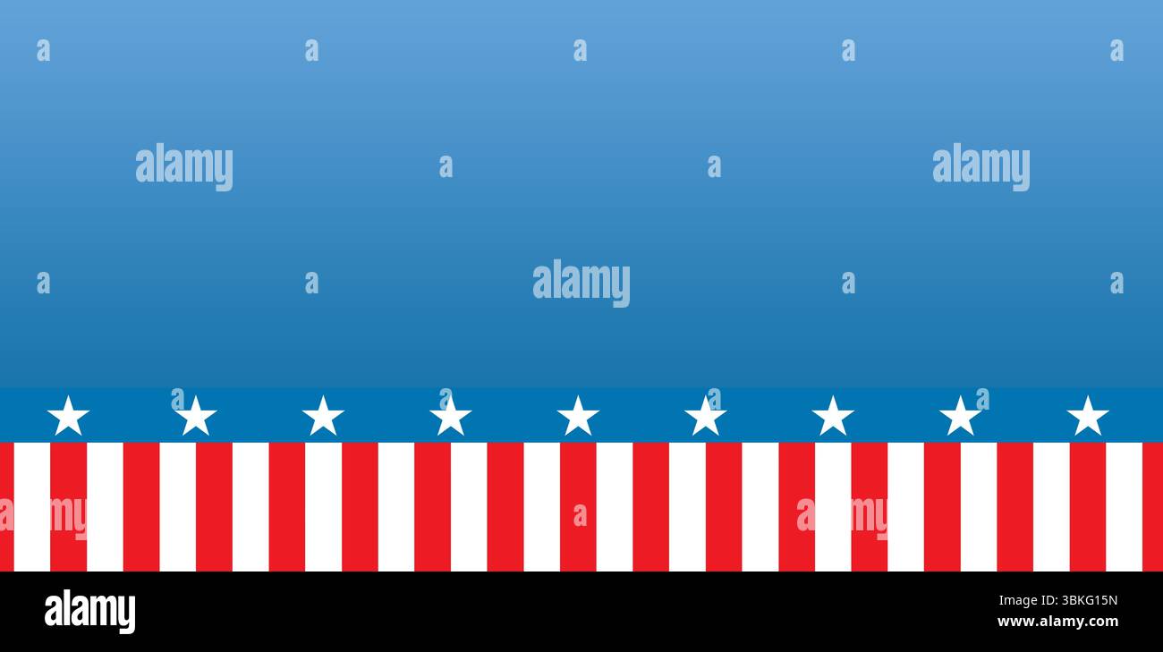 Das flache Banner zeigt rot-weiße Streifen und ein blaues Sternband über blauem Farbverlauf mit Transparenz Stockfoto Das flache Banner zeigt rot-weiße Streifen und ein blaues Sternband über blauem Farbverlauf mit Transparenz Stockfoto