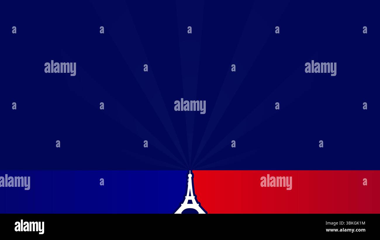 Blauer Kopierraum Hintergrund Eiffelturm. Französische Flagge mit dem horizontalen Kopierraum des Eiffelturms Stock Vektor