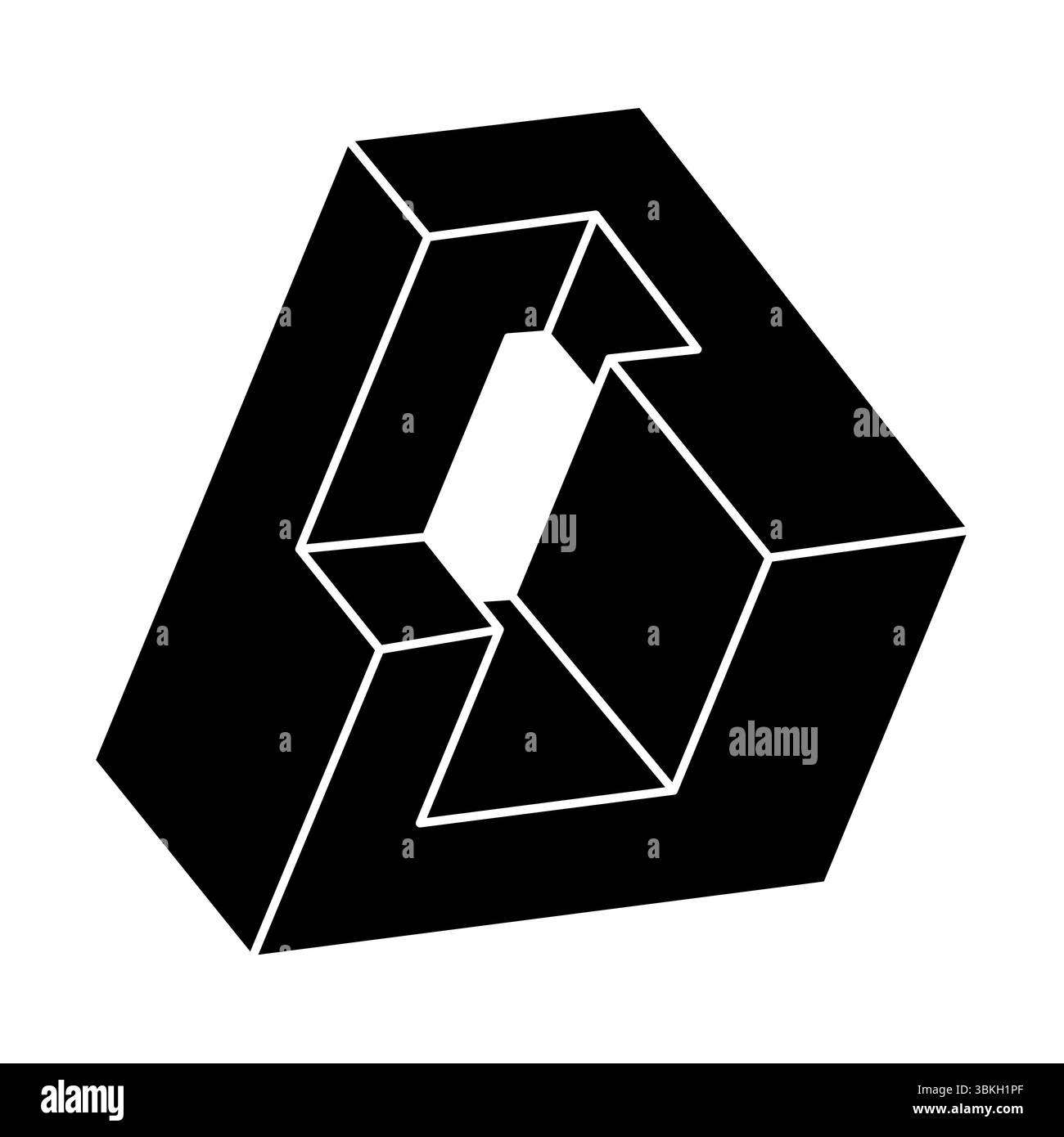Unmögliche Form. Webdesign-Element. Optisches Illusionsobjekt. Unechte Geometrie. Optische Kunstfigur. Stock Vektor