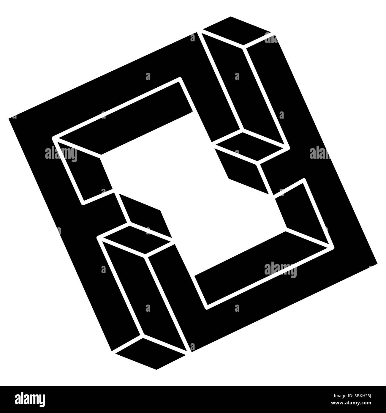 Unmögliche Form. Optisches Illusionsobjekt. Optische Kunst. Unechte geometrische Figur. Stock Vektor