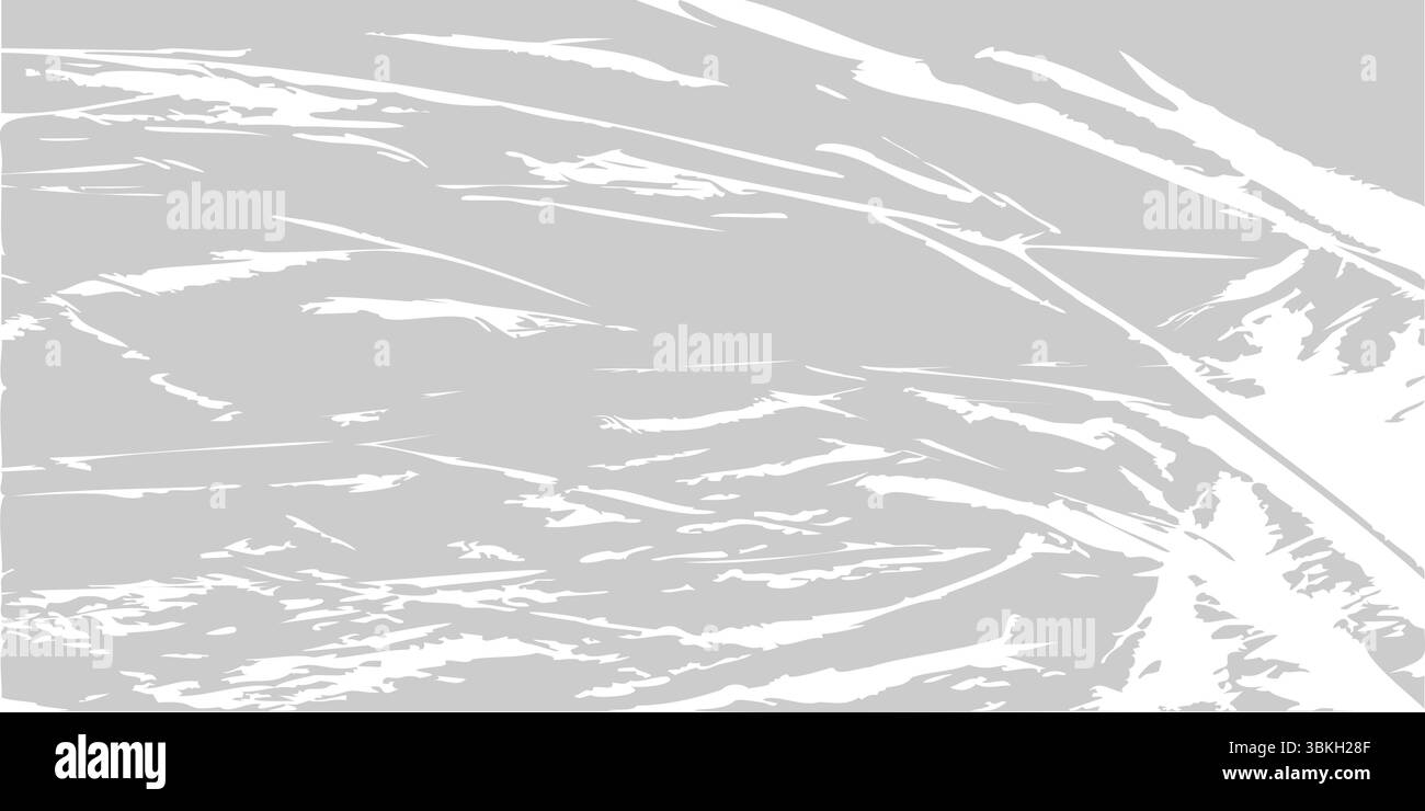 Strukturierte Kunststoffumhüllung mit abstrakter beschädigter Oberfläche in Graustufen. Grunge Overlay. Beschädigter Film Suche nach Design und Druck. Vektor Stock Vektor