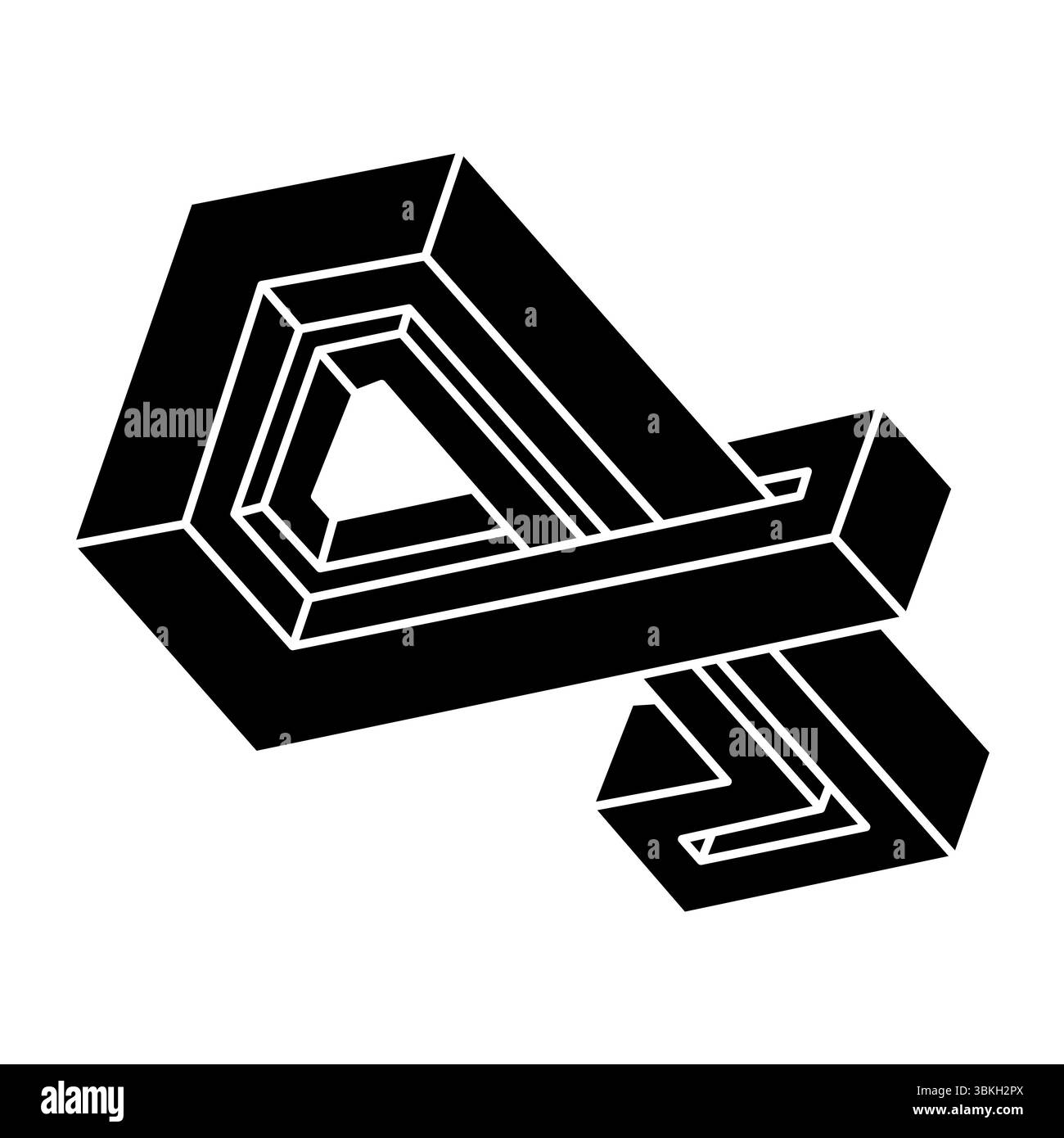 Unmögliche optische Täuschungsform. Optisches Kunstobjekt. Unmögliche Figur. Geometrie. Stock Vektor