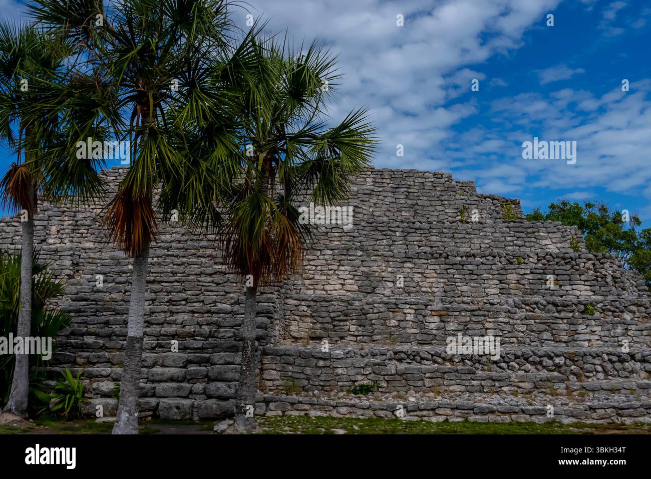 Die Maya-Ruinen von Xcambo in Telchec, Yucatan, Mexiko, bieten einen faszinierenden Einblick in die antike Geschichte – Skulpturen, Pyramiden und eine reiche kulturelle Wandteppiche Stockfoto