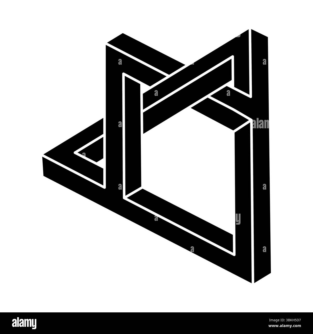 Unmögliche Form des Logos, optisches Illusionsobjekt. Heilige Geometrie. Optische Kunstfigur. Stock Vektor