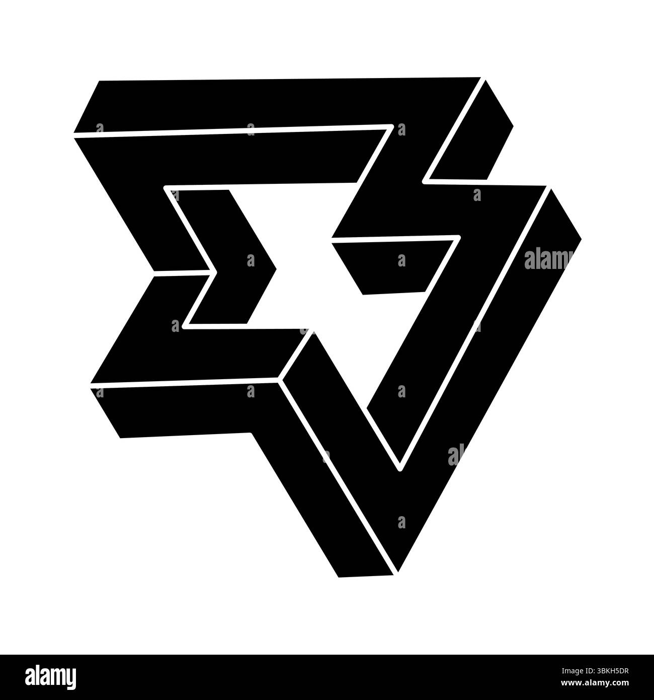Optische Illusion, unmögliche Figur, optische Kunstform. Geometrisches Objekt. Stock Vektor