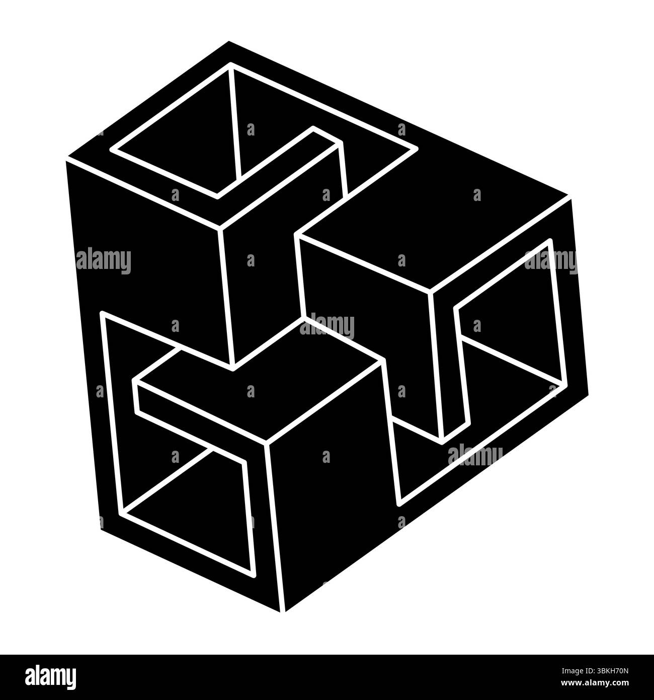 Unmögliche Figur. Geometrische Form. Optisches Illusionsobjekt. Optische Kunst. Stock Vektor