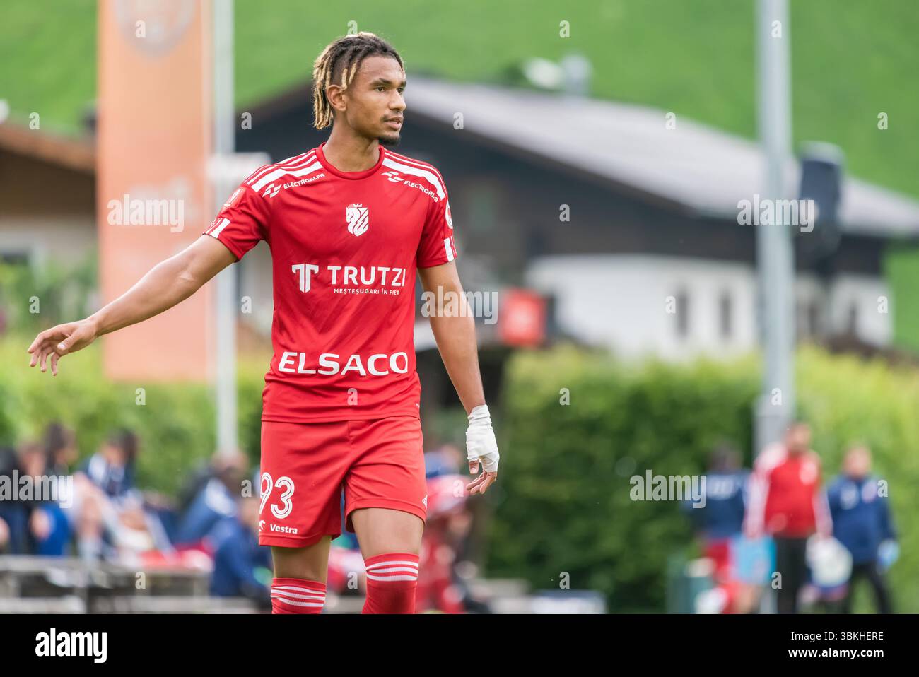 Bramberg am Wildkogel, Österreich – 3. Juli 2023. Botosani Flügelin Virgile Pinson während der internationalen Freundschaft Botosani vs Ferencvaros 0-3. Stockfoto