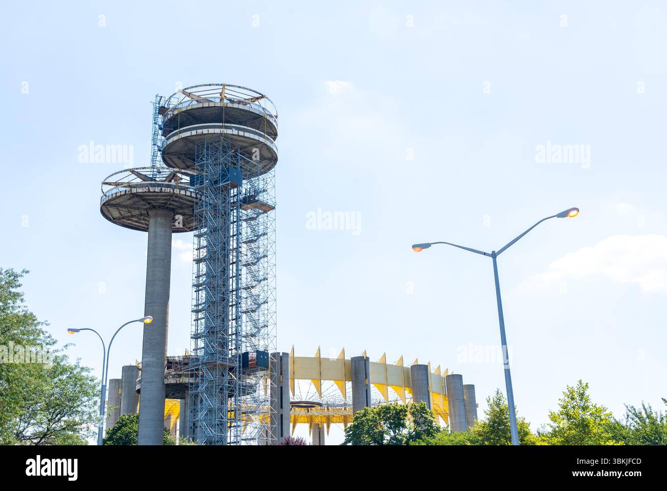 New York State Pavilion im Flushing Meadows-Corona Park in Queens, NYC. Stockfoto