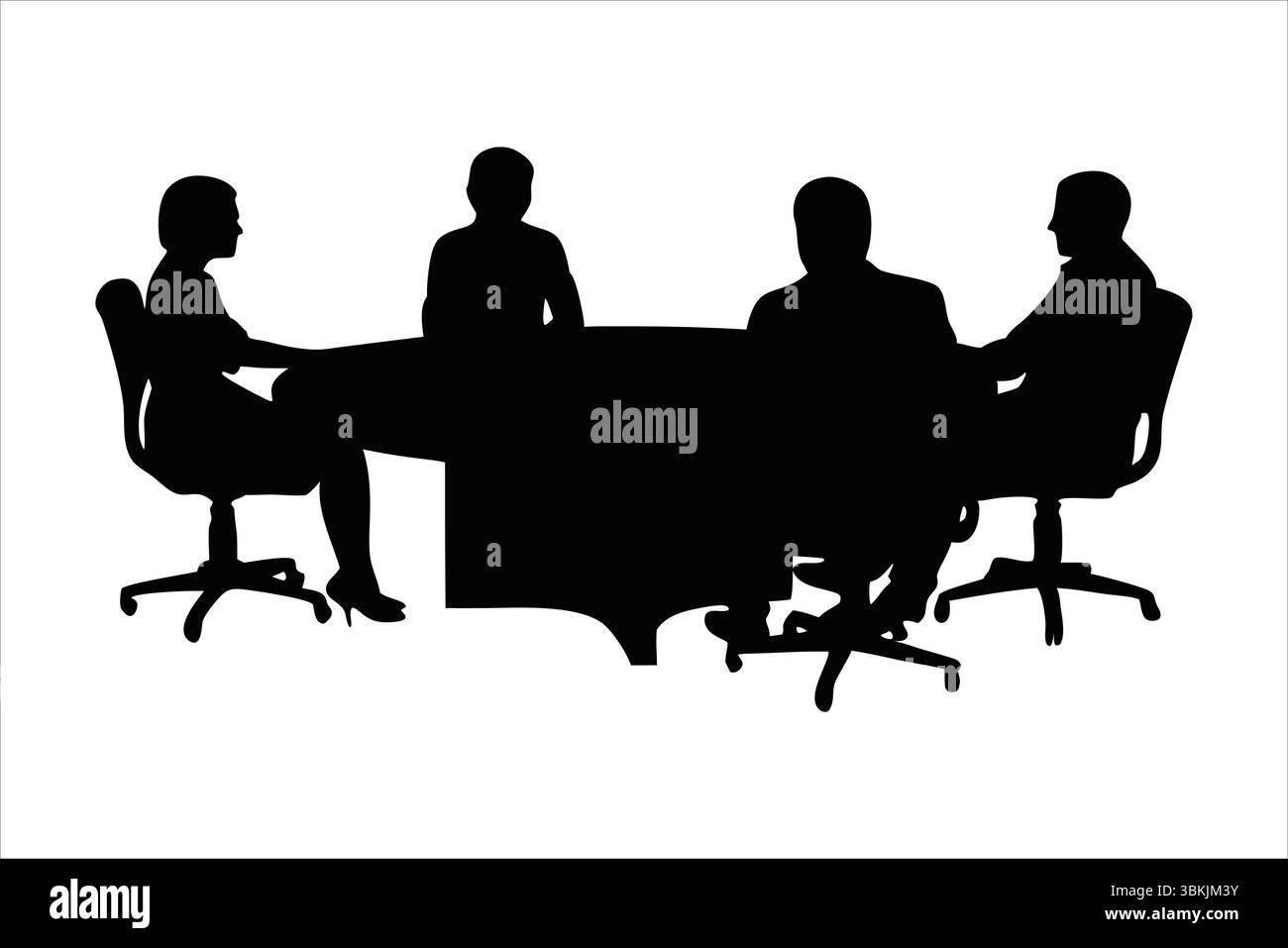 Silhouetten für Geschäftstreffen – Leute, die bei Table Vector diskutieren Stock Vektor Silhouetten für Geschäftstreffen – Leute, die bei Table Vector diskutieren Stock Vektor