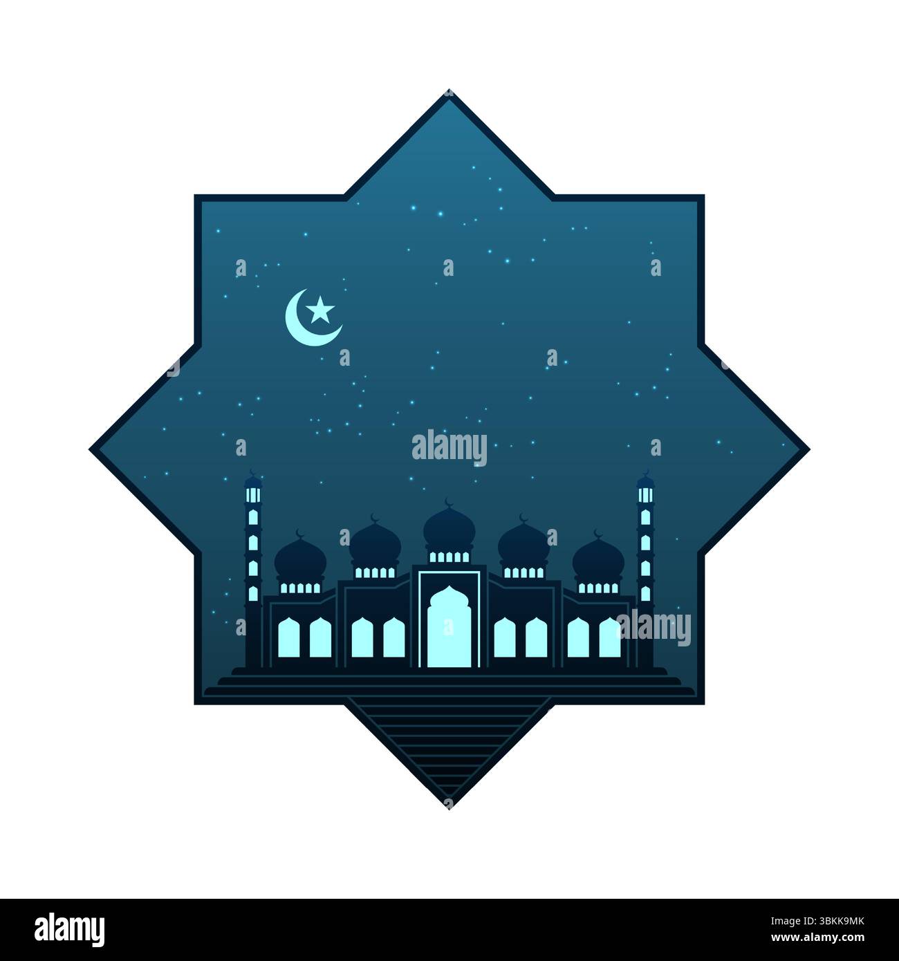 Blauer Rahmen Sternenmoschee Design Vektor Illustration Stock Vektor