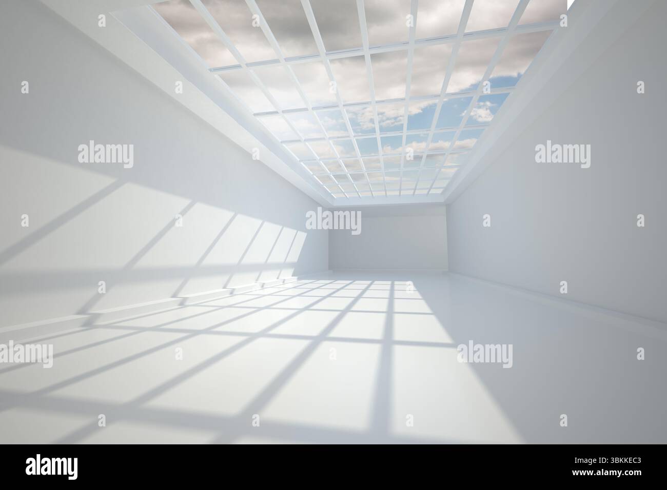Blauer Himmel, die durch Fenster gesehen Stockfoto