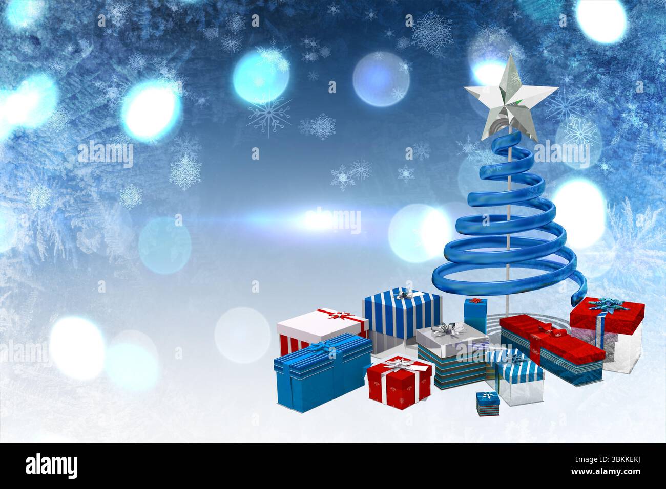Süße weihnachtsgrafiken in Blau Stockfoto