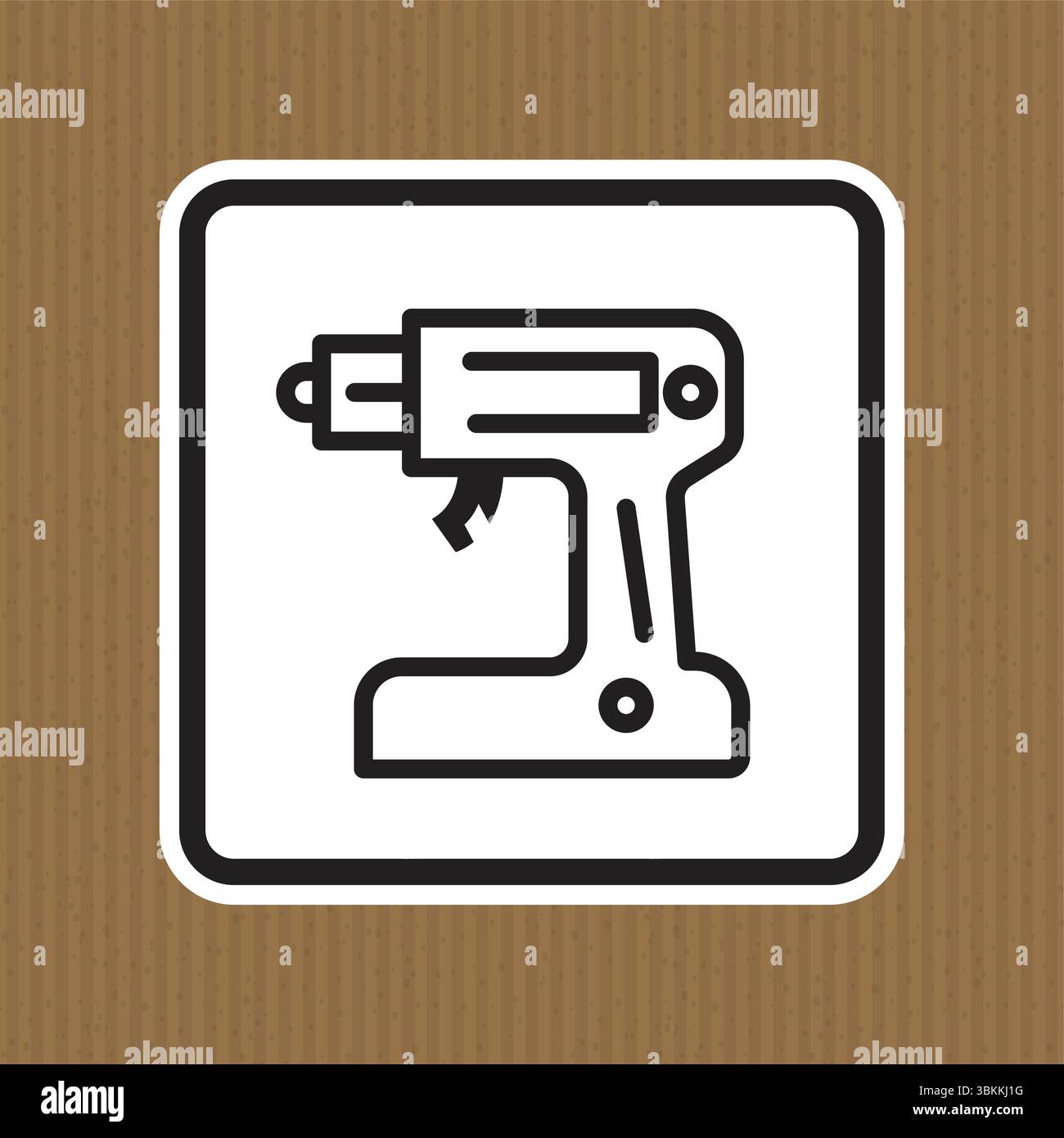 Diese minimalistische Grafik zeigt ein Symbol für das Elektrowerkzeug, das sich perfekt für Bau- und Wohnungsbauprojekte in modernen Designkontexten eignet. Stock Vektor