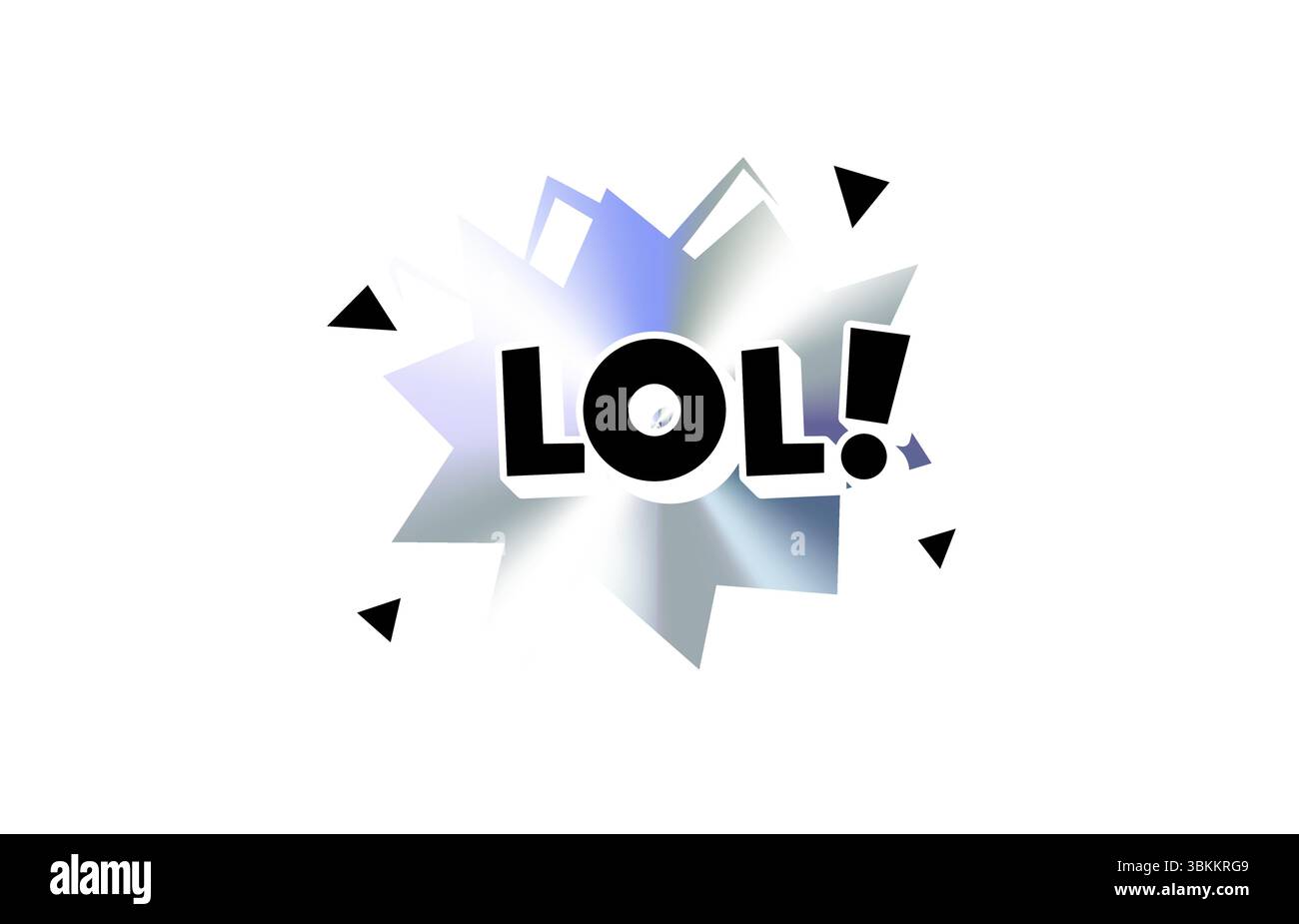 LOL Comic-Textaufkleber mit chromem Holographen-Gradienten-Burst. Lachende Slang-Phrase in Bold Pop Speech Bubble Style für Meme, Emoji Reaction, Tag Stock Vektor